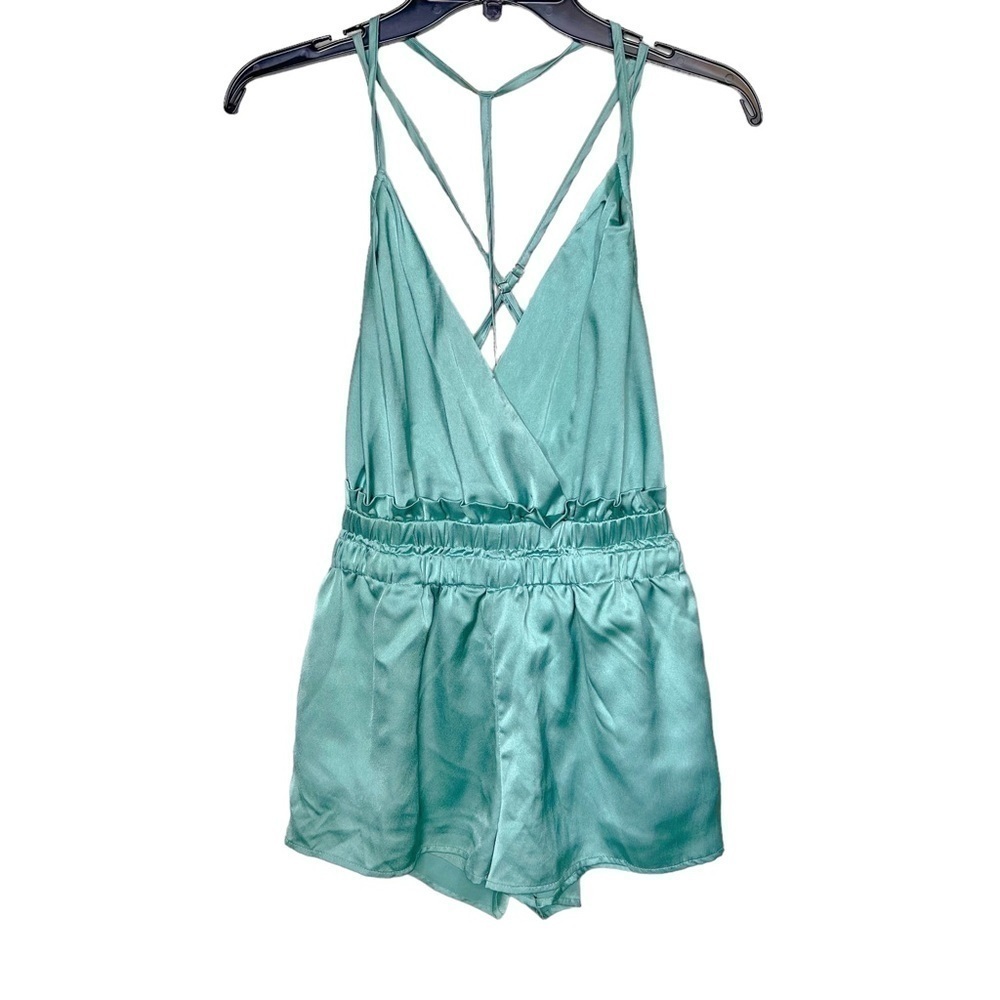 Main Strip Satin Spaghetti Strap Romper